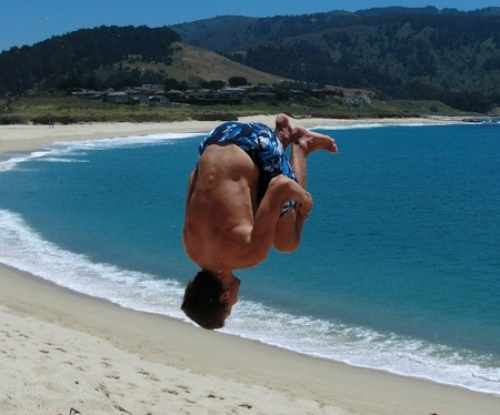 backflip at Carmel river beach